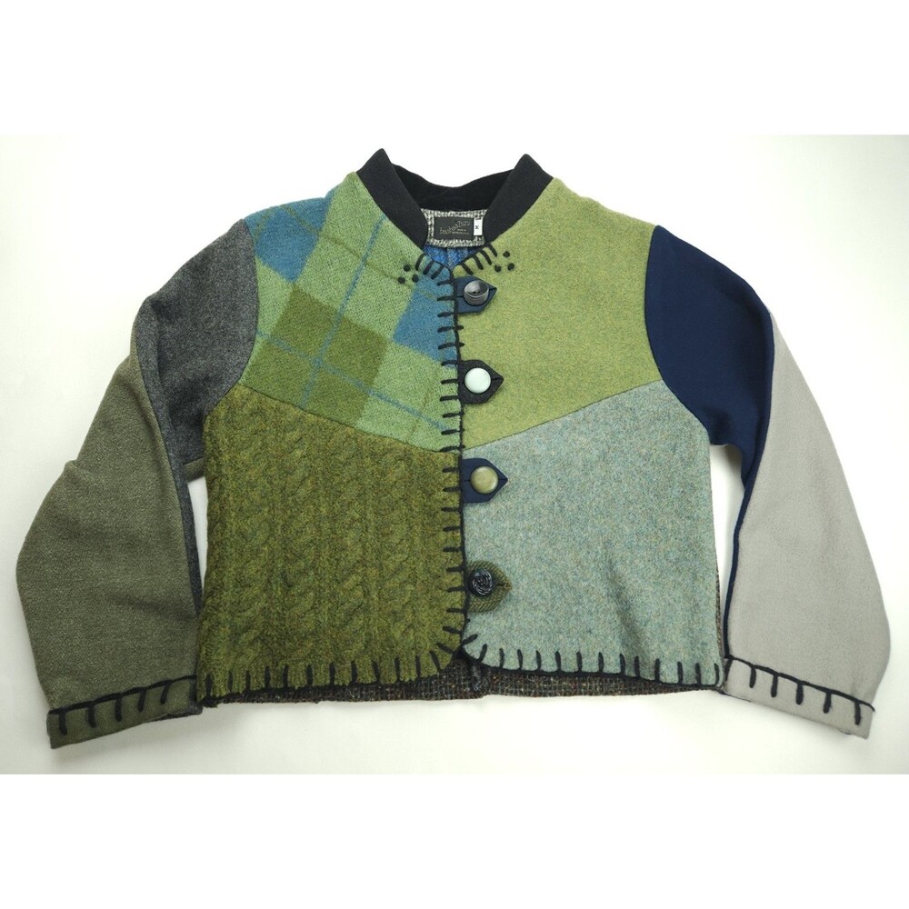 Medium Baabaazuzu Jacket Vintage Wool Patchwork Cardigan Sweater Boho Women's